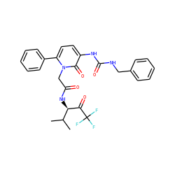 CC(C)[C@@H](NC(=O)Cn1c(-c2ccccc2)ccc(NC(=O)NCc2ccccc2)c1=O)C(=O)C(F)(F)F ZINC000026980363