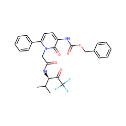 CC(C)[C@@H](NC(=O)Cn1c(-c2ccccc2)ccc(NC(=O)OCc2ccccc2)c1=O)C(=O)C(F)(F)F ZINC000026017003