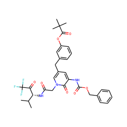 CC(C)[C@@H](NC(=O)Cn1cc(Cc2cccc(OC(=O)C(C)(C)C)c2)cc(NC(=O)OCc2ccccc2)c1=O)C(=O)C(F)(F)F ZINC000026835700