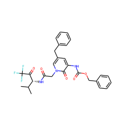 CC(C)[C@@H](NC(=O)Cn1cc(Cc2ccccc2)cc(NC(=O)OCc2ccccc2)c1=O)C(=O)C(F)(F)F ZINC000026838781