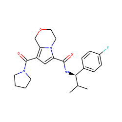 CC(C)[C@@H](NC(=O)c1cc(C(=O)N2CCCC2)c2n1CCOC2)c1ccc(F)cc1 ZINC000146125621