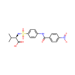 CC(C)[C@@H](NS(=O)(=O)c1ccc(NC(=O)c2ccc([N+](=O)[O-])cc2)cc1)C(=O)O ZINC000013778455