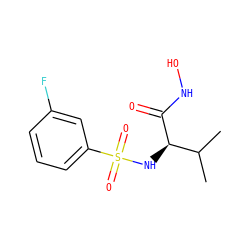 CC(C)[C@@H](NS(=O)(=O)c1cccc(F)c1)C(=O)NO ZINC000014946061