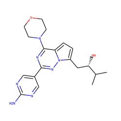 CC(C)[C@@H](O)Cc1ccc2c(N3CCOCC3)nc(-c3cnc(N)nc3)nn12 ZINC000474602561