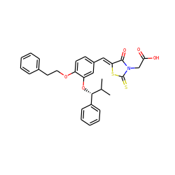 CC(C)[C@@H](Oc1cc(/C=C2\SC(=S)N(CC(=O)O)C2=O)ccc1OCCc1ccccc1)c1ccccc1 ZINC000028360303