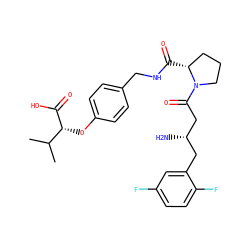 CC(C)[C@@H](Oc1ccc(CNC(=O)[C@@H]2CCCN2C(=O)C[C@@H](N)Cc2cc(F)ccc2F)cc1)C(=O)O ZINC000028386850