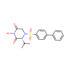 CC(C)[C@@H]1C(=O)N(O)C(=O)CN1S(=O)(=O)c1ccc(-c2ccccc2)cc1 ZINC000073165037