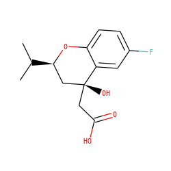 CC(C)[C@@H]1C[C@@](O)(CC(=O)O)c2cc(F)ccc2O1 ZINC000013456257