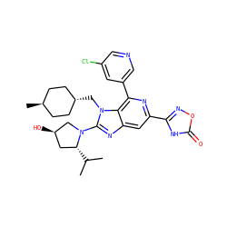 CC(C)[C@@H]1C[C@@H](O)CN1c1nc2cc(-c3noc(=O)[nH]3)nc(-c3cncc(Cl)c3)c2n1C[C@H]1CC[C@H](C)CC1 ZINC000261091913