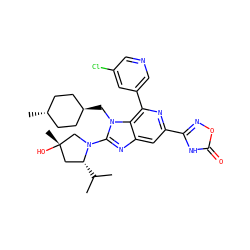 CC(C)[C@@H]1C[C@](C)(O)CN1c1nc2cc(-c3noc(=O)[nH]3)nc(-c3cncc(Cl)c3)c2n1C[C@H]1CC[C@H](C)CC1 ZINC000261125681