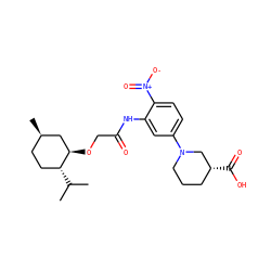 CC(C)[C@@H]1CC[C@@H](C)C[C@H]1OCC(=O)Nc1cc(N2CCC[C@@H](C(=O)O)C2)ccc1[N+](=O)[O-] ZINC000013553376
