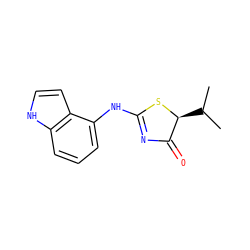CC(C)[C@@H]1SC(Nc2cccc3[nH]ccc23)=NC1=O ZINC000028826757