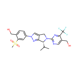 CC(C)[C@@H]1c2nn(-c3ccc(CO)c(S(C)(=O)=O)c3)cc2CN1c1ncc(CO)c(C(F)(F)F)n1 ZINC001772581342