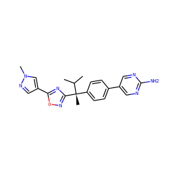 CC(C)[C@](C)(c1ccc(-c2cnc(N)nc2)cc1)c1noc(-c2cnn(C)c2)n1 ZINC000114358113
