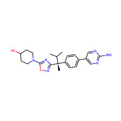 CC(C)[C@](C)(c1ccc(-c2cnc(N)nc2)cc1)c1noc(N2CCC(O)CC2)n1 ZINC000114355635