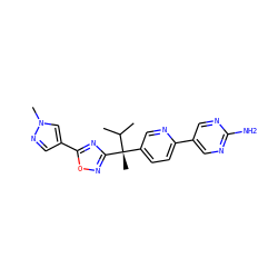 CC(C)[C@](C)(c1ccc(-c2cnc(N)nc2)nc1)c1noc(-c2cnn(C)c2)n1 ZINC000114769454