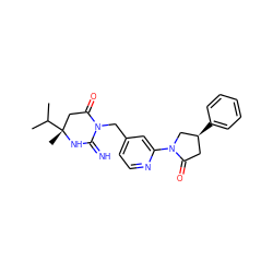 CC(C)[C@]1(C)CC(=O)N(Cc2ccnc(N3C[C@@H](c4ccccc4)CC3=O)c2)C(=N)N1 ZINC000148355988