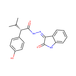 CC(C)[C@H](C(=O)N/N=C1\C(=O)Nc2ccccc21)c1ccc(O)cc1 ZINC000072178674