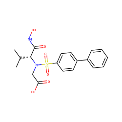 CC(C)[C@H](C(=O)NO)N(CC(=O)O)S(=O)(=O)c1ccc(-c2ccccc2)cc1 ZINC000040380499