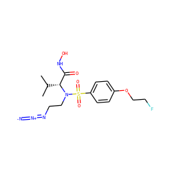 CC(C)[C@H](C(=O)NO)N(CCN=[N+]=[N-])S(=O)(=O)c1ccc(OCCF)cc1 ZINC000096934268