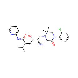 CC(C)[C@H](C[C@H](O)[C@@H](N)CN1CC(=O)N(c2ccccc2Cl)CC1(C)C)C(=O)Nc1ccccn1 ZINC000096270501