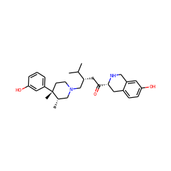 CC(C)[C@H](CC(=O)[C@H]1Cc2ccc(O)cc2CN1)CN1CC[C@@](C)(c2cccc(O)c2)[C@@H](C)C1 ZINC000201381829