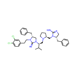 CC(C)[C@H](CN1CCC[C@H]1CN1C(N)=NC[C@@H]1Cc1ccccc1)N1C[C@@H](Cc2ccccc2)N(CCc2ccc(Cl)c(Cl)c2)C1=N ZINC000072127680