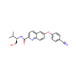 CC(C)[C@H](CO)NC(=O)c1ccc2cc(Oc3ccc(C#N)cc3)ccc2n1 ZINC000584629624