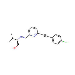 CC(C)[C@H](CO)NCc1cccc(C#Cc2ccc(Cl)cc2)n1 ZINC000204415295