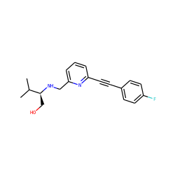 CC(C)[C@H](CO)NCc1cccc(C#Cc2ccc(F)cc2)n1 ZINC000204415774