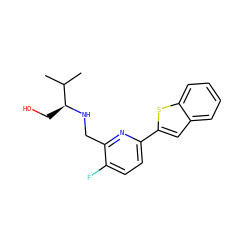 CC(C)[C@H](CO)NCc1nc(-c2cc3ccccc3s2)ccc1F ZINC000204408394