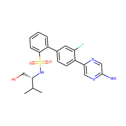 CC(C)[C@H](CO)NS(=O)(=O)c1ccccc1-c1ccc(-c2cnc(N)cn2)c(F)c1 ZINC000212169496