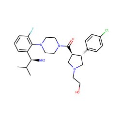 CC(C)[C@H](N)c1cccc(F)c1N1CCN(C(=O)[C@@H]2CN(CCO)C[C@H]2c2ccc(Cl)cc2)CC1 ZINC000028824146