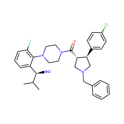 CC(C)[C@H](N)c1cccc(F)c1N1CCN(C(=O)[C@H]2CN(Cc3ccccc3)C[C@@H]2c2ccc(Cl)cc2)CC1 ZINC000028824187