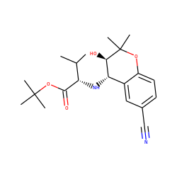 CC(C)[C@H](N[C@H]1c2cc(C#N)ccc2OC(C)(C)[C@@H]1O)C(=O)OC(C)(C)C ZINC000096941848