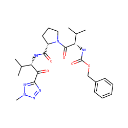 CC(C)[C@H](NC(=O)[C@@H]1CCCN1C(=O)[C@@H](NC(=O)OCc1ccccc1)C(C)C)C(=O)c1nnn(C)n1 ZINC000013740113