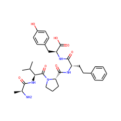 CC(C)[C@H](NC(=O)[C@H](C)N)C(=O)N1CCC[C@H]1C(=O)N[C@@H](CCc1ccccc1)C(=O)N[C@@H](Cc1ccc(O)cc1)C(=O)O ZINC000028459920