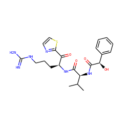 CC(C)[C@H](NC(=O)[C@H](O)c1ccccc1)C(=O)N[C@@H](CCCNC(=N)N)C(=O)c1nccs1 ZINC000006716470