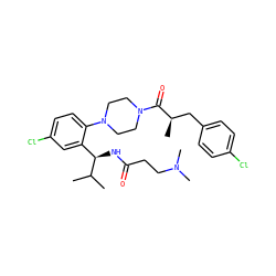 CC(C)[C@H](NC(=O)CCN(C)C)c1cc(Cl)ccc1N1CCN(C(=O)[C@H](C)Cc2ccc(Cl)cc2)CC1 ZINC000044406250