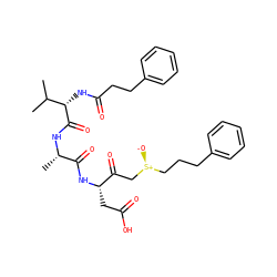 CC(C)[C@H](NC(=O)CCc1ccccc1)C(=O)N[C@@H](C)C(=O)N[C@@H](CC(=O)O)C(=O)C[S@@+]([O-])CCCc1ccccc1 ZINC000029570245