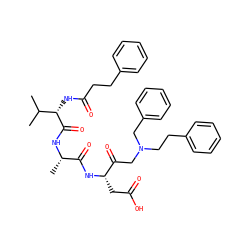 CC(C)[C@H](NC(=O)CCc1ccccc1)C(=O)N[C@@H](C)C(=O)N[C@@H](CC(=O)O)C(=O)CN(CCc1ccccc1)Cc1ccccc1 ZINC000029570050