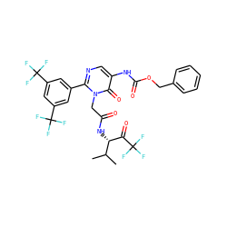 CC(C)[C@H](NC(=O)Cn1c(-c2cc(C(F)(F)F)cc(C(F)(F)F)c2)ncc(NC(=O)OCc2ccccc2)c1=O)C(=O)C(F)(F)F ZINC000037858613