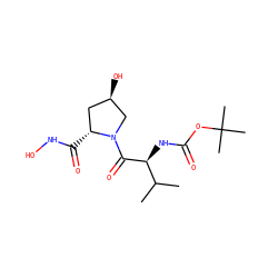 CC(C)[C@H](NC(=O)OC(C)(C)C)C(=O)N1C[C@H](O)C[C@H]1C(=O)NO ZINC000028714446