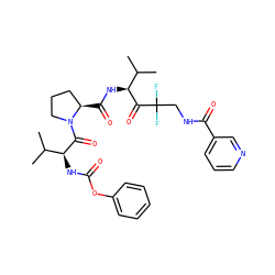 CC(C)[C@H](NC(=O)Oc1ccccc1)C(=O)N1CCC[C@H]1C(=O)N[C@H](C(=O)C(F)(F)CNC(=O)c1cccnc1)C(C)C ZINC000026851120