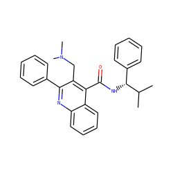 CC(C)[C@H](NC(=O)c1c(CN(C)C)c(-c2ccccc2)nc2ccccc12)c1ccccc1 ZINC000013862763