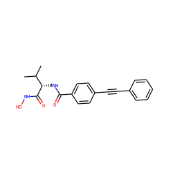 CC(C)[C@H](NC(=O)c1ccc(C#Cc2ccccc2)cc1)C(=O)NO ZINC000096910099