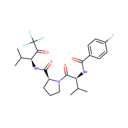 CC(C)[C@H](NC(=O)c1ccc(F)cc1)C(=O)N1CCC[C@H]1C(=O)N[C@H](C(=O)C(F)(F)F)C(C)C ZINC000013762575
