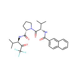 CC(C)[C@H](NC(=O)c1ccc2ccccc2c1)C(=O)N1CCC[C@H]1C(=O)N[C@@H](C(=O)C(F)(F)F)C(C)C ZINC000013762586