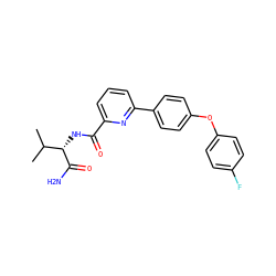 CC(C)[C@H](NC(=O)c1cccc(-c2ccc(Oc3ccc(F)cc3)cc2)n1)C(N)=O ZINC000113664994