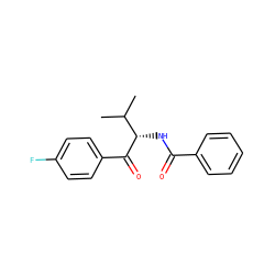 CC(C)[C@H](NC(=O)c1ccccc1)C(=O)c1ccc(F)cc1 ZINC000084713758